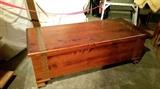 nice 1930's-40's cedar chest with copper stapping, very clean inside, still smells like cedar   garage