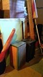 stacking metal file drawers....2 huge paper ubrellas...drafting table top....garage