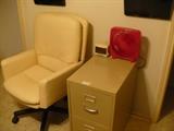 Leather office chair & file cabinet