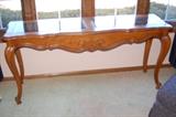 Thomasville glass top sofa table (matches other tables)