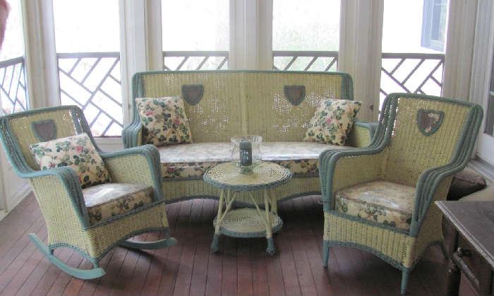 Several pieces of Heywood Wakefield wicker furniture