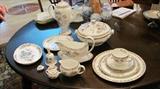 Wedgwood China large dinner set with many pieces. Kutani Crane pattern.