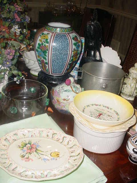 Some of the vast array of glass, porcelains, and more