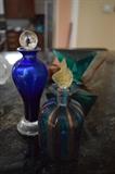 Perfume bottles. Striped bottle is Murano