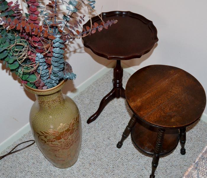 Round Side Tables (antique), Ceramic Vase 