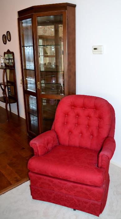 Red Tufted Swivel Chair (2 available)