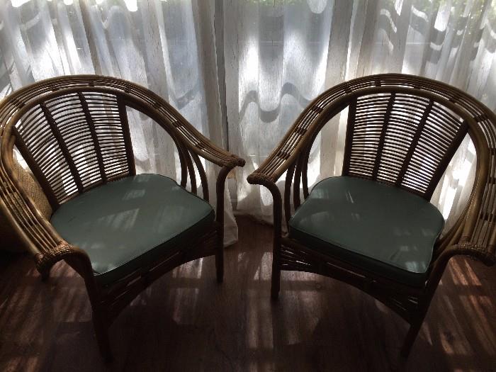 Pair of Lovely Mid Century Rattan Chairs
