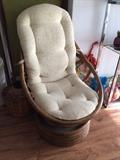 Mid Century Rattan Swivel Chair