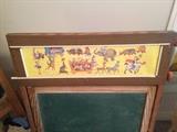 SO CUTE Child's chalkboard circa 1950's with original scroll prints in FINE shape!