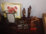 Various wood works, sterling photo holders, etc...