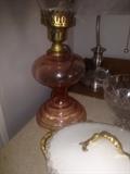 Pink Depression glass original oil lamp STAMPED 1925!