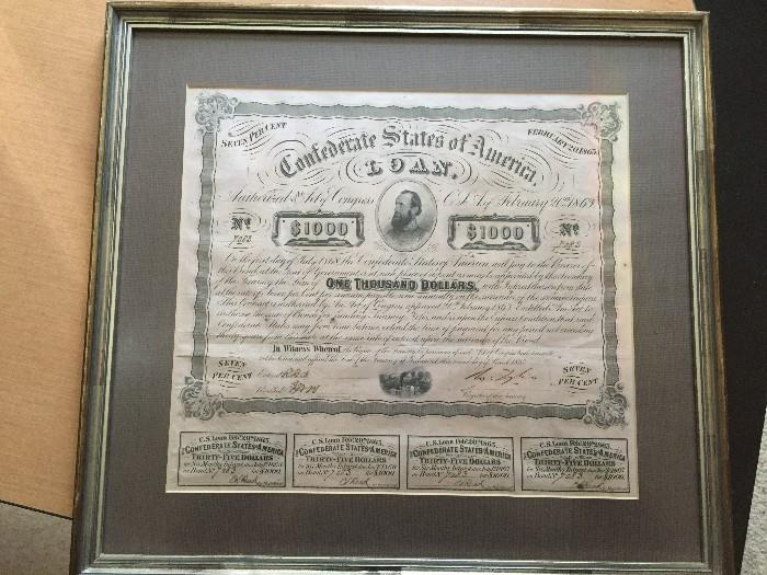 Confederate Loan document