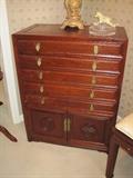 Rosewood flatware cabinet.