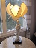 Blanc de Chine Lamp with lotus shade.