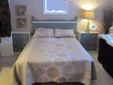 Bedroom set with bedding. Mattress and box spring not for sale.