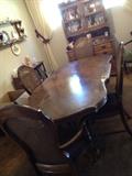 maple dining room table and 6 chairs