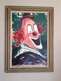60's clown oil painting