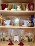bone china, fine china, antique colored glass, crystal