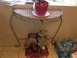 wicker and iron side table