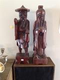 Japanese hand carved cherry wood figures