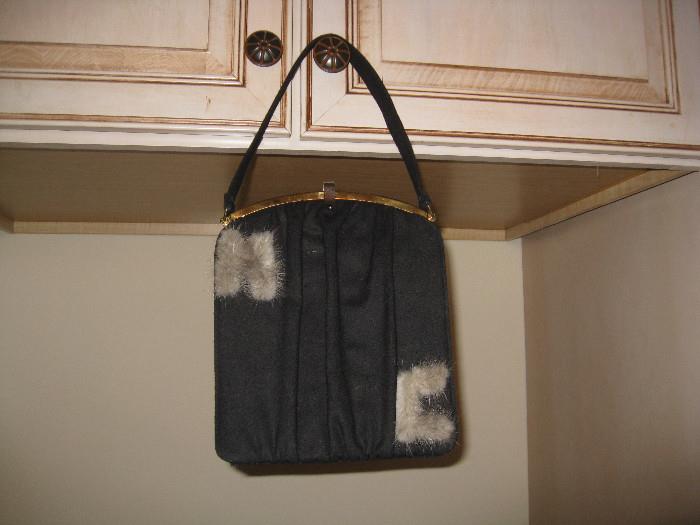 Vintage purse with fur patches