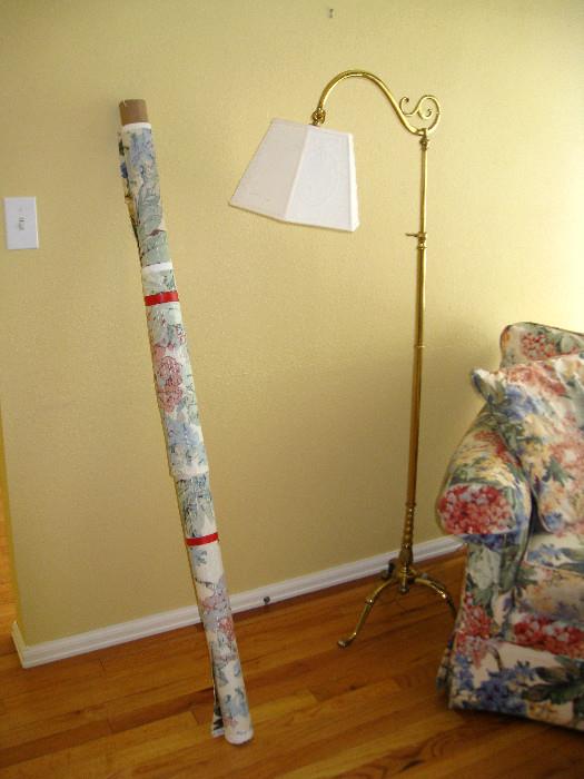 Brass floor lamp and fabric
