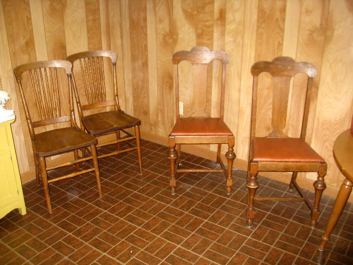 2 sets of wood chairs