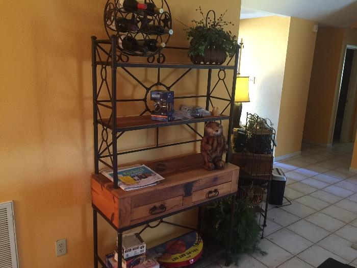 Metal & Wood command station, bakers or wine rack.