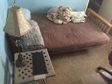 Futon, tables and lamps