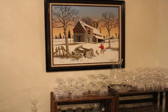 Hargrove painting with lots of glassware