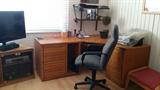 VINTAGE DESK, OFFICE CHAIR, TV STAND