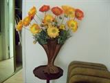 WOODEN VASE WITH POPPIES