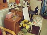 SEWING ROOM, PFAFF SEWING MACHINE. CHAIRS, TABLES