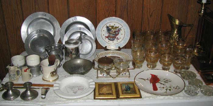 Pewter and collectible glassware