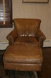 Leather chair with ottoman