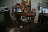 Antique sewing machine & decorative items