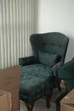 Wing back chair with ottoman