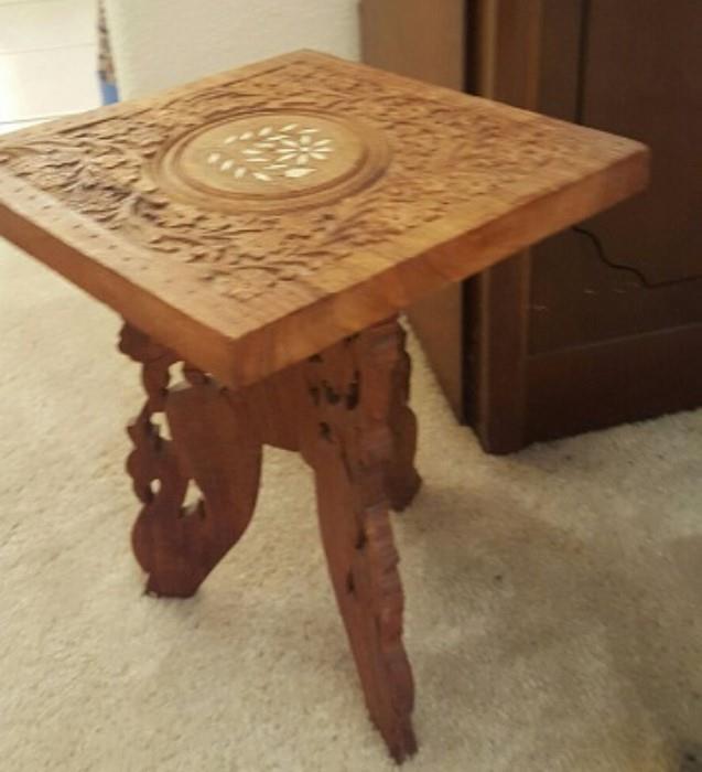 Carved Inlaid Mini Table