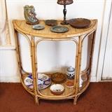 Demilune Rattan Retro 1970's Table: 90.00