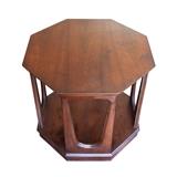 Mid Century Modern Walnut Octagon Side Table: 225.00