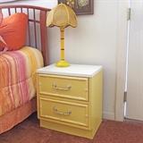 Yellow & White Bamboo Motif 2-Drawer Broyhill Night Stand: 90.00