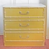 Yellow & White Bamboo Motif 3-Drawer Broyhill Chest: 180.00
