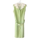 Mint Green Textured Stripe Retro Sleeveless Dress: 22.50