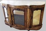 C/1870 English Victorian White marble top server, Rosewood Veneer 