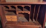 C/1870's Victorian Walnut slant front Secretary w/book-keeper pigeon holes and nice carvings 