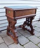 C/1880 Walnut Victorian slipper bench, ornate base