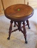 1890 Adjustable Organ Stool W/Iron Claw Feet