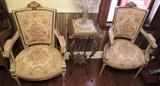 Pair of C/1940's Gilt French armchairs w/fine tapestry coverings 