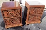 C/1950's Pair of Chinese carved nightstands 