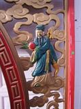 C/1970's hand carved Asian arch from a closed Chinese Restaurant, 8' tall x 9' wide, carved w/figures, gilt, lacquered and painted 